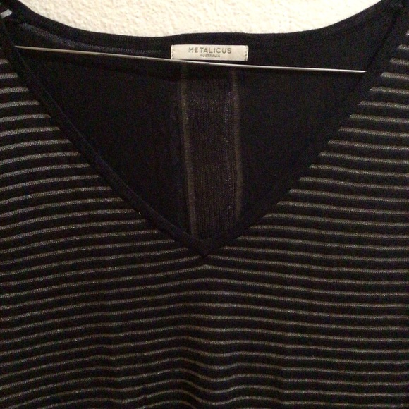 Metalicus, Black Knitted Tunic with Silver Stripes, Size M-L - Picture 3 of 6
